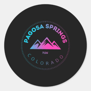 Sticker Rond Pagosa Springs Colorado Ville de Montagne - Retro 