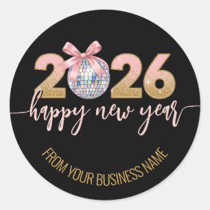 Sticker Rond Pailleté 2026 Bonne année Personnalisé
