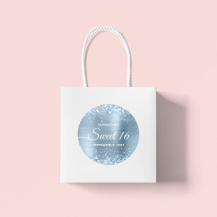 Sticker Rond Pailleté bleu clair métallisé Sweet 16