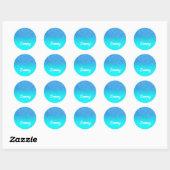 Sticker Rond Pailleté Bleu et Ombré Aqua Personnalisés (Feuille)