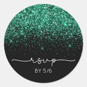 Sticker Rond Pailleté Vert Bleu Turquoise Noir RSVP
