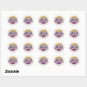 Sticker Rond Pailleté Violet et Or Promotion 2024 (Feuille)