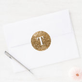 Sticker Rond Paillettes Chunky Or Monogrammé (Enveloppe)