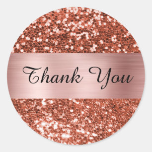 Sticker Rond Paillettes de cuivre scintillant or rose shimmer f