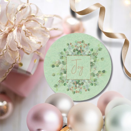 Sticker Rond Paillettes de Eucalyptus Vert Clair
