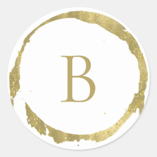 Sticker Rond Paillettes de feuille de faux or personnalisées av