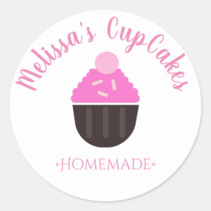 Sticker Rond Paillettes de logo de cupcake Boulangerie artisana