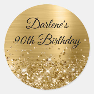Sticker Rond Paillettes dorées 90e anniversaire