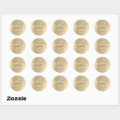 Sticker Rond Paillettes dorées & monogramme, nom en écriture no (Feuille)