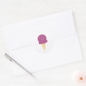 Sticker Rond Paillettes Étoiles Points Cône de Glace Violette (Enveloppe)