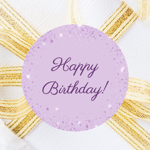 Sticker Rond Paillettes lavande violet pour anniversaire