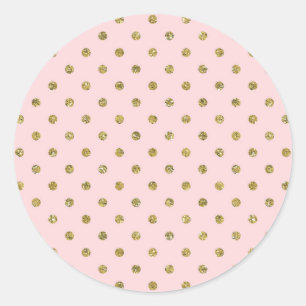 Sticker Rond Paillettes rose et or pois chic fête scintillante