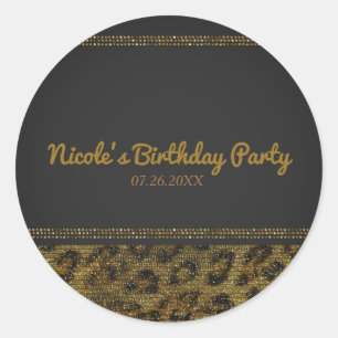 Sticker Rond Paillettes scintillantes léopard Glam Chic Moderne