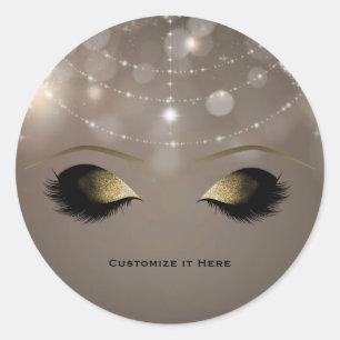 Sticker Rond Paillettes Scintillement Paillettes d'Or Maquillag