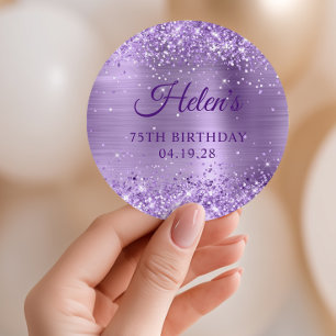 Sticker Rond Paillettes Violet Clair 75e Anniversaire