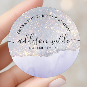 Sticker Rond Paillettes violettes holographiques Luxe Glam Merc