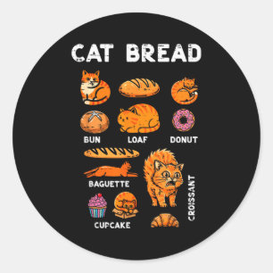 Sticker Rond Pain au chat Bun pain Cute Kitten Kitty Nourriture