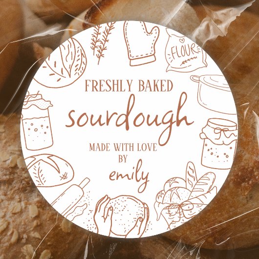 Sticker Rond Pain au levain doodle mignon