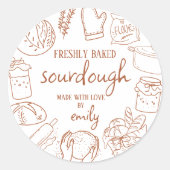 Sticker Rond Pain au levain doodle mignon (Devant)