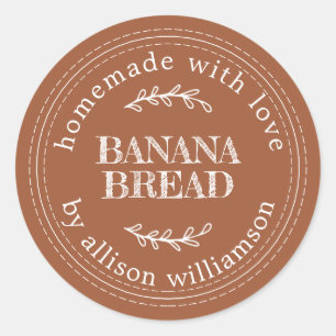 Sticker Rond Pain aux Bananes Rustique Maison en Terracotta