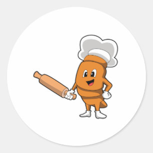 Sticker Rond Pain comme cuisson avec broche à rouleaux