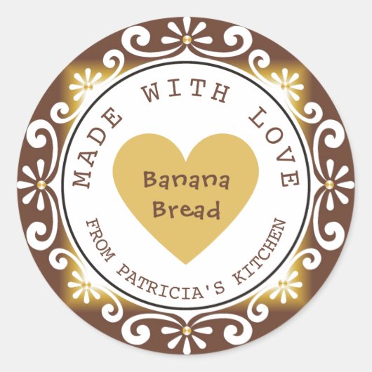 Sticker Rond Pain De Banane Fait Maison Fabriqué Avec Amour (Devant)