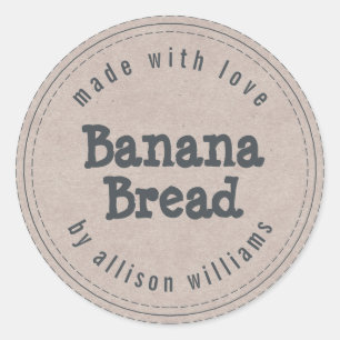 Sticker Rond Pain de banane fait maison moderne Papier kraft