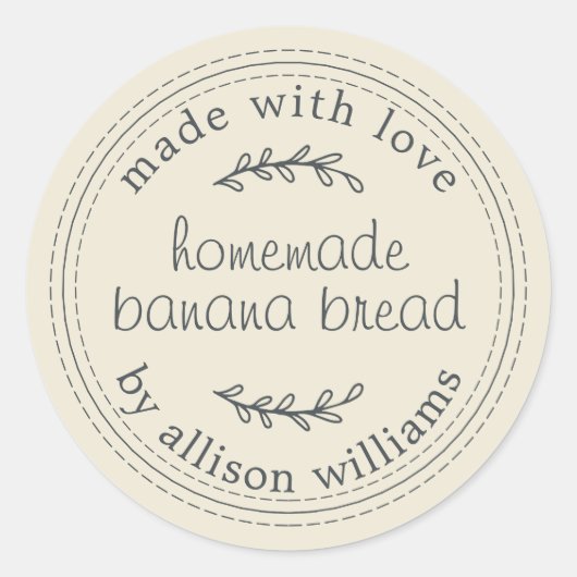 Sticker Rond Pain de banane fait maison rustique blanc antique (Devant)