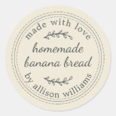 Sticker Rond Pain de banane fait maison rustique blanc antique (Devant)