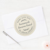 Sticker Rond Pain de banane fait maison rustique blanc antique (Enveloppe)