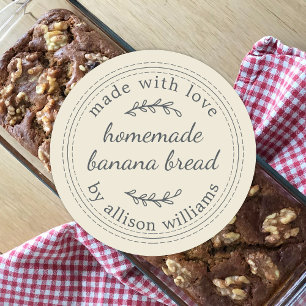 Sticker Rond Pain de banane fait maison rustique blanc antique