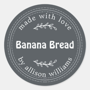 Sticker Rond Pain de banane fait maison rustique hors-noir