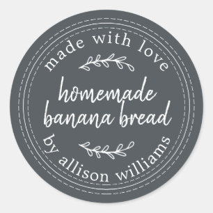 Sticker Rond Pain de banane fait maison rustique hors-noir