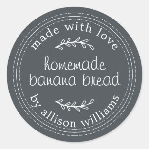 Sticker Rond Pain de banane fait maison rustique hors-noir
