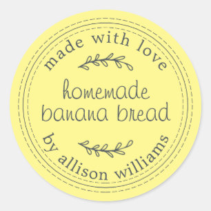 Sticker Rond Pain de banane fait maison rustique Jaune
