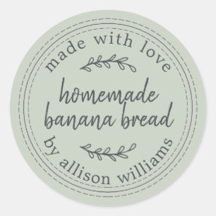 Sticker Rond Pain de banane fait maison rustique vert pastel