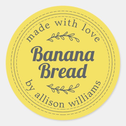 Sticker Rond Pain de banane maison rustique jaune (Devant)