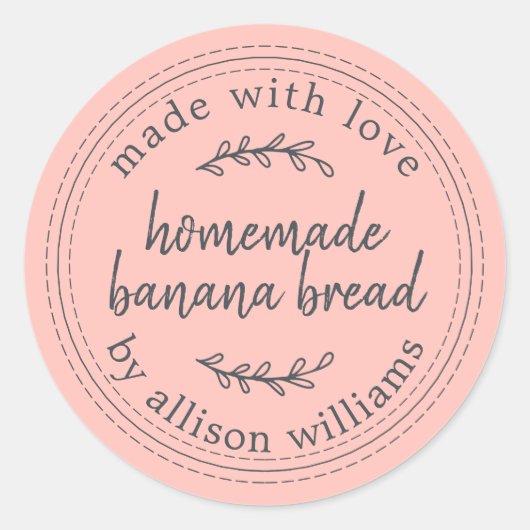 Sticker Rond Pain de banane maison rustique rose pastel (Devant)