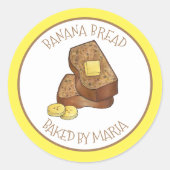 Sticker Rond Pain De Banane Vente De Gâteau Maison Fabriquée À (Devant)