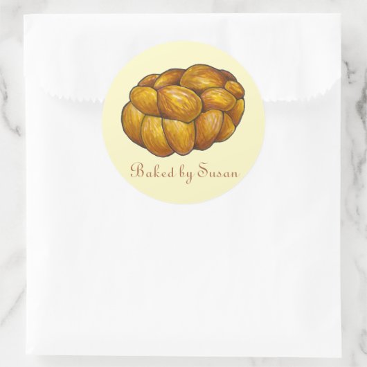 Sticker Rond Pain De Challah Juif Fabriqué Maison Bu Par (Sac)