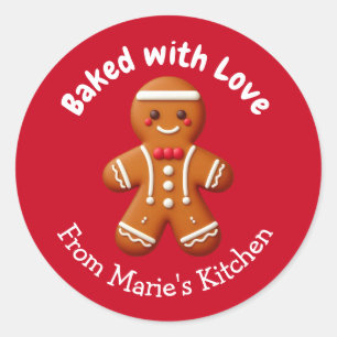 Sticker Rond Pain d'épice de Noël personnalisable cuit avec amo
