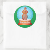 Sticker Rond pain d'épice femme biscuit neigeux globe vert (Sac)