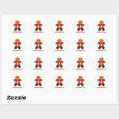 Sticker Rond Pain d'épice rouge Noël de l'homme (Feuille)