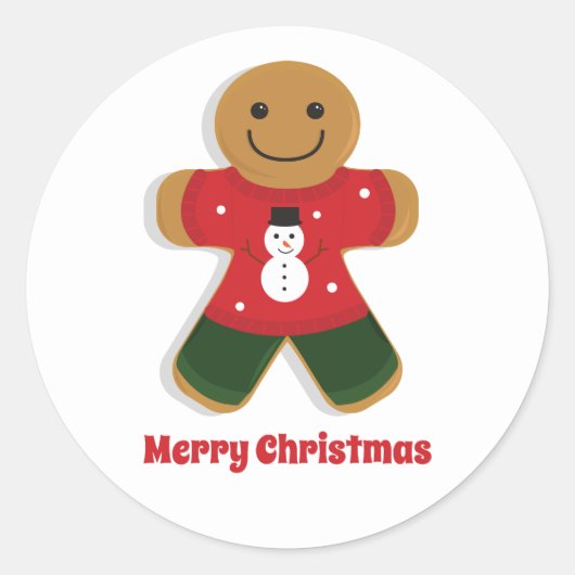 Sticker Rond Pain d'épice rouge Noël de l'homme (Devant)