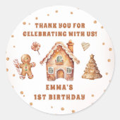 Sticker Rond Pain d'épices d'hiver Noël Cookie fête d'anniversa (Devant)