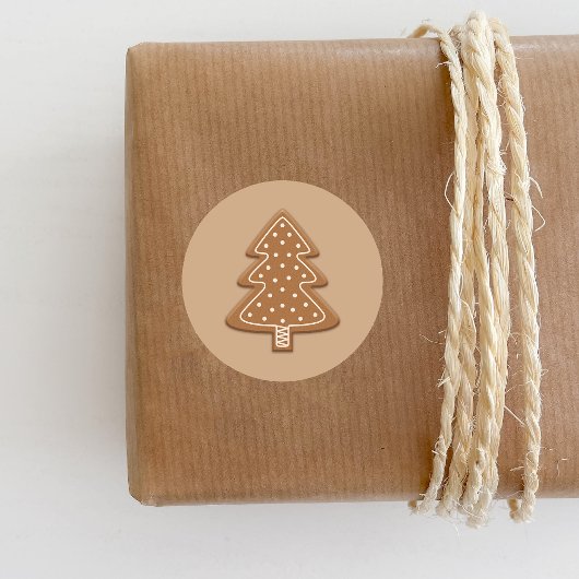 Sticker Rond Pain d'épices - Forme d'arbre de Noël Cookie