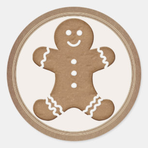 Sticker Rond Pain d'épices frais Homme Cookie Kraft Enveloppe S