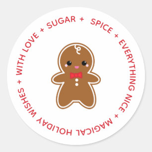 Sticker Rond pain d'épices garçon NOËL cookie échange cadeau