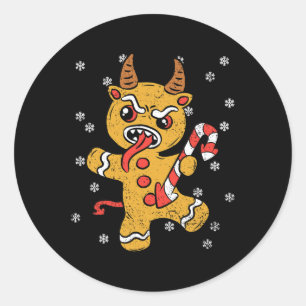 Sticker Rond Pain d'épices Homme Krampus Pyjama de Noël X mas C