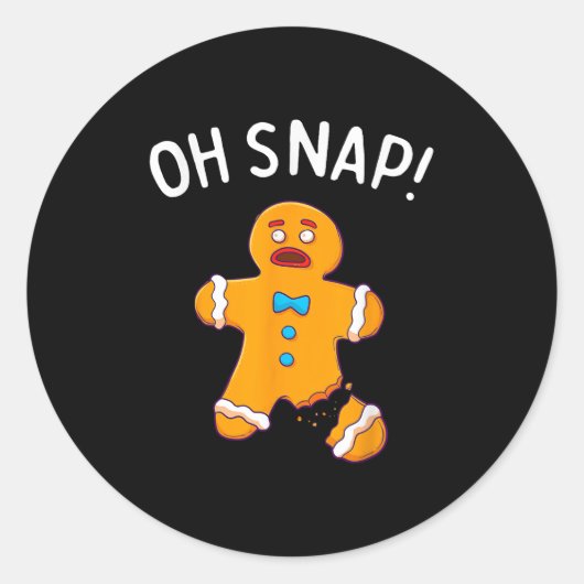 Sticker Rond Pain d'épices Homme Oh Snap Noël Funny Cookie Bak (Devant)